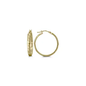 10K Yellow Gold Hammered Hoop Earrings