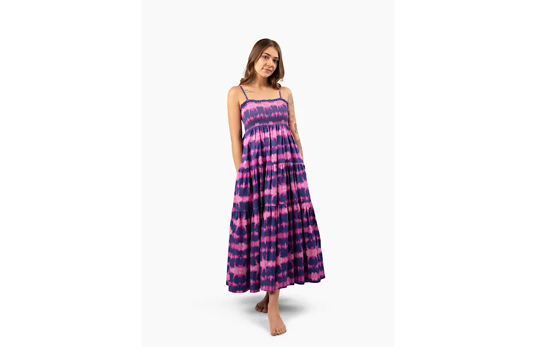 Adult Tie Dye  Dress in Fuchsia/Navy