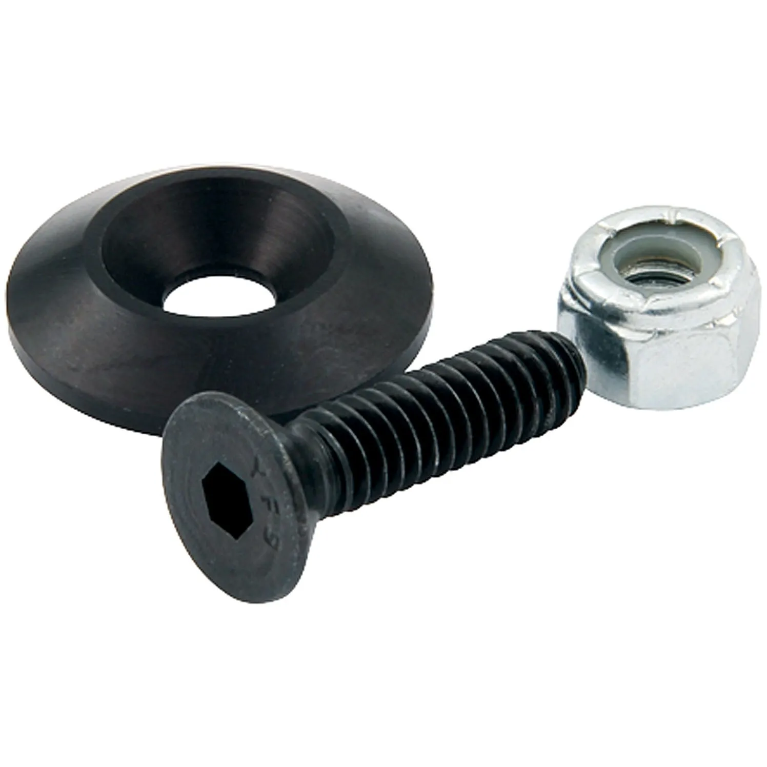 Allstar Performance Countersunk Bolt Kit - Black - 1/4" x 1" w/1-1/4" O.D. Washer (10 Pack)