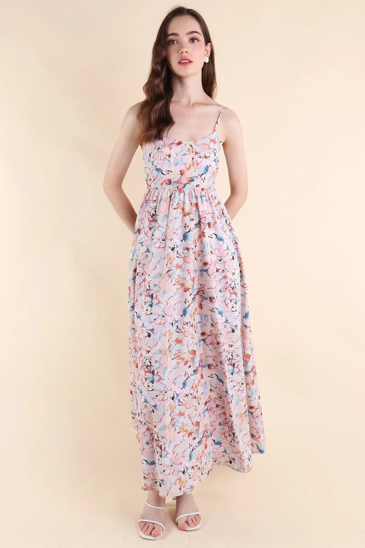 AMOUR TIE-BACK MAXI DRESS IN FLORAL