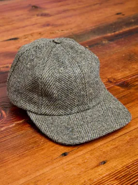 Baseball Hat in Warm Charcoal Herringbone Wool