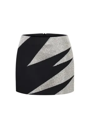 BLACK EMBELLISHED STARLIGHT MINI SKIRT