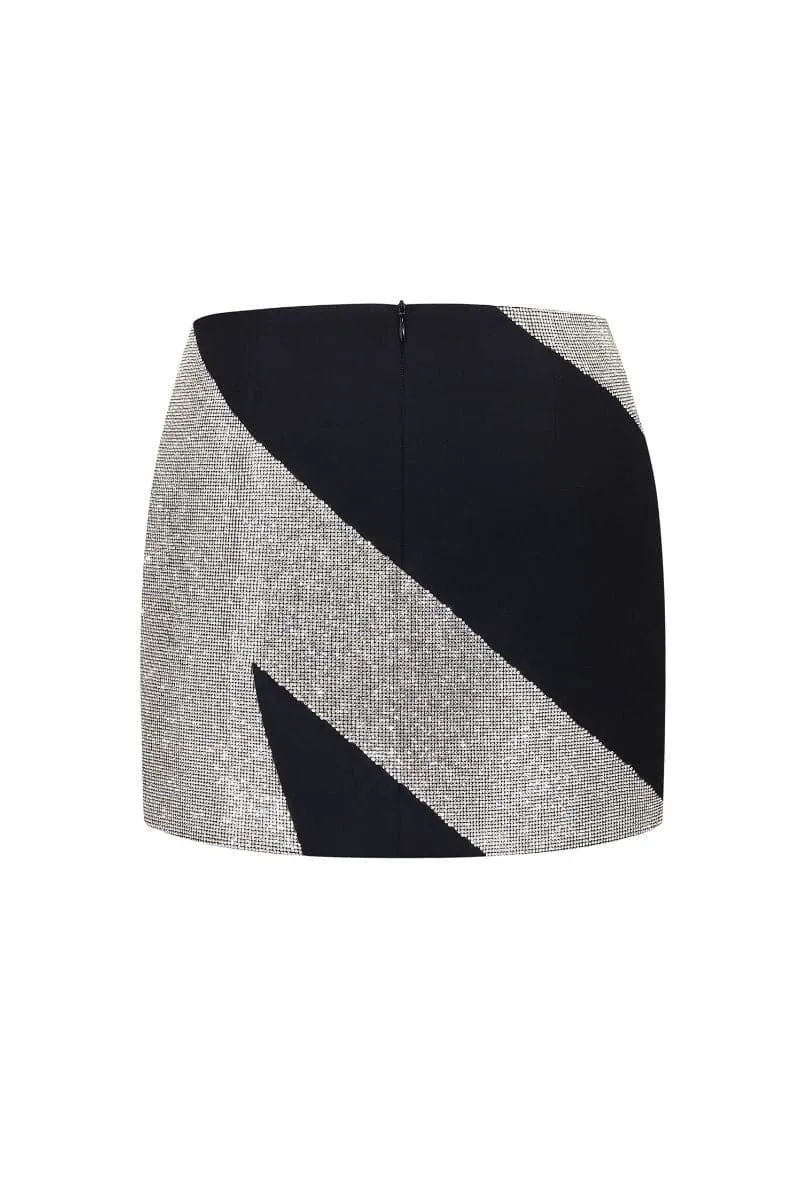 BLACK EMBELLISHED STARLIGHT MINI SKIRT