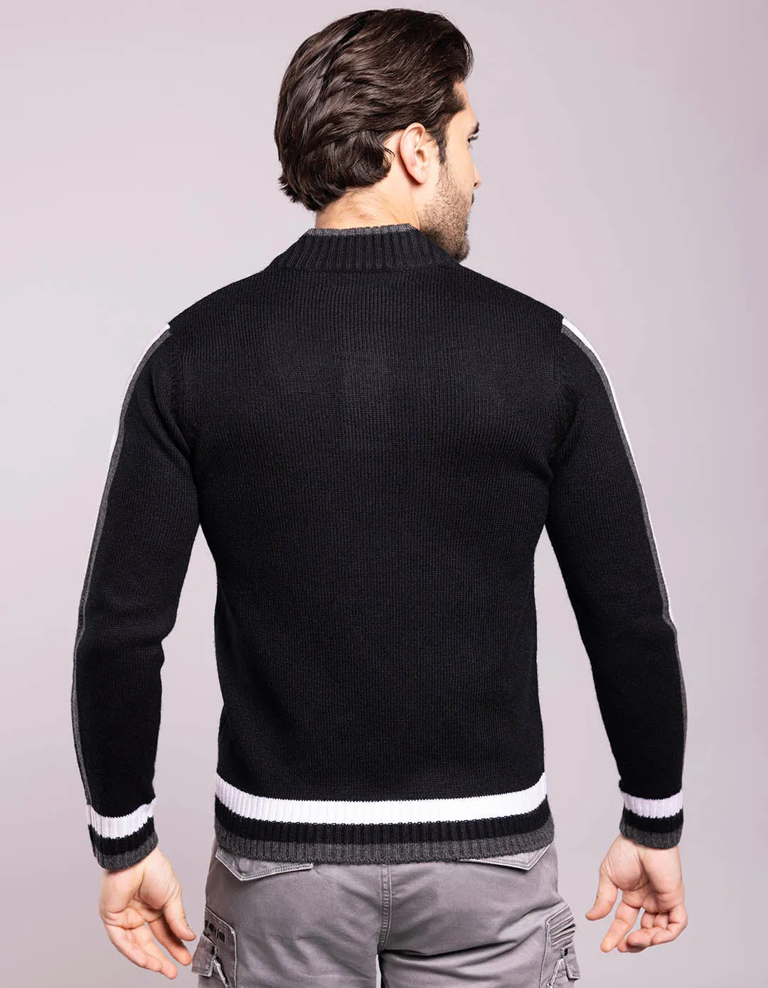 Black High Neck Pullover Sweater