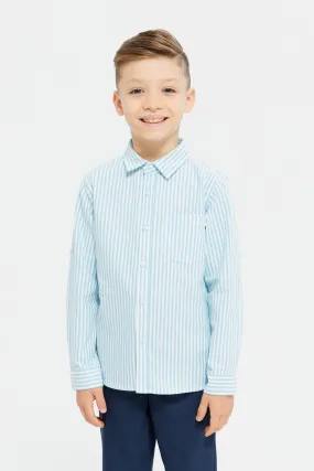 Boys Blue Long Sleeve Stripe Shirt