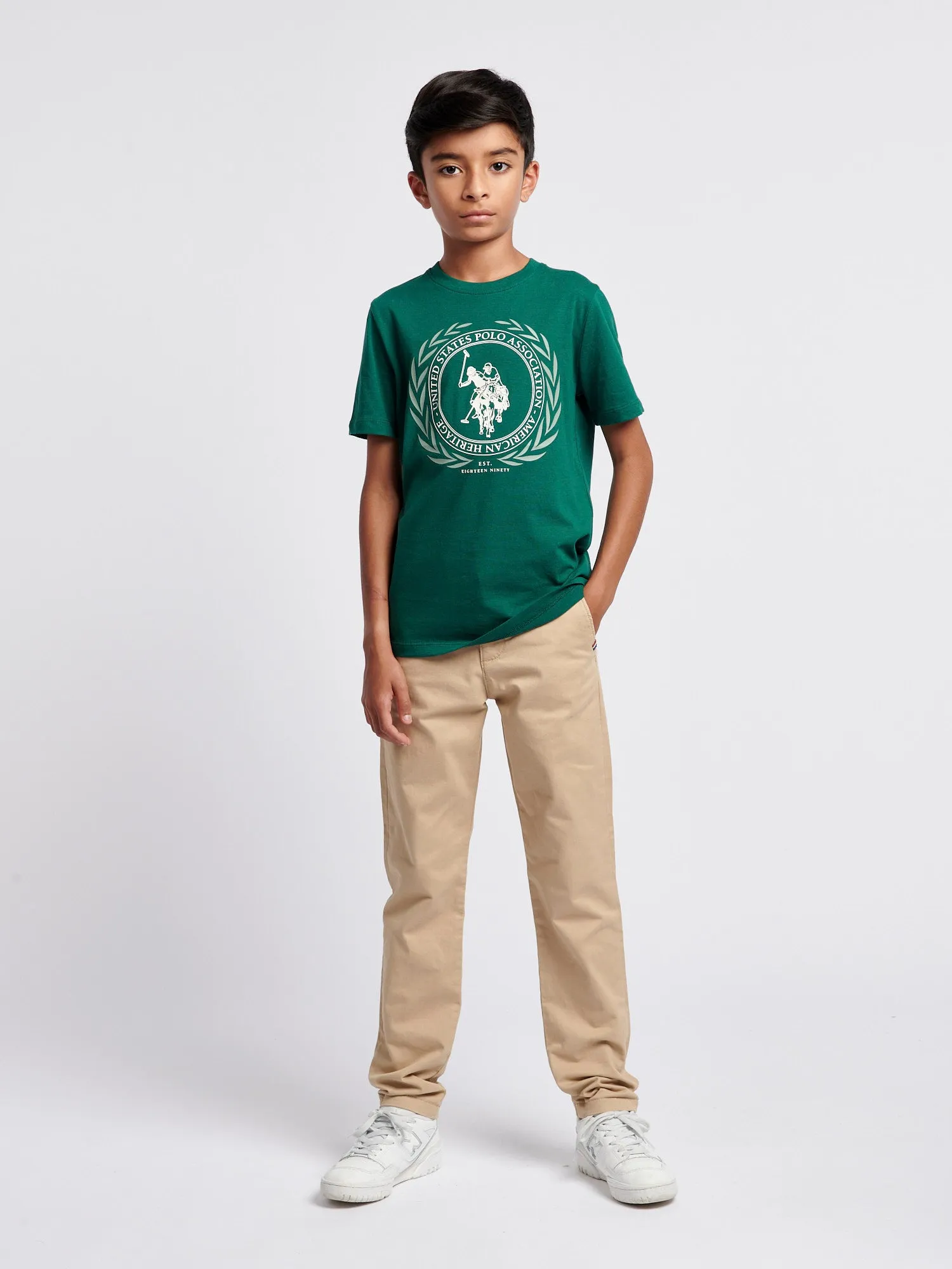 Boys Crest Graphic T-Shirt in Rain Forest