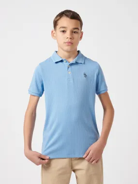 Boys Double Horsemen Rib Polo Shirt in Allure