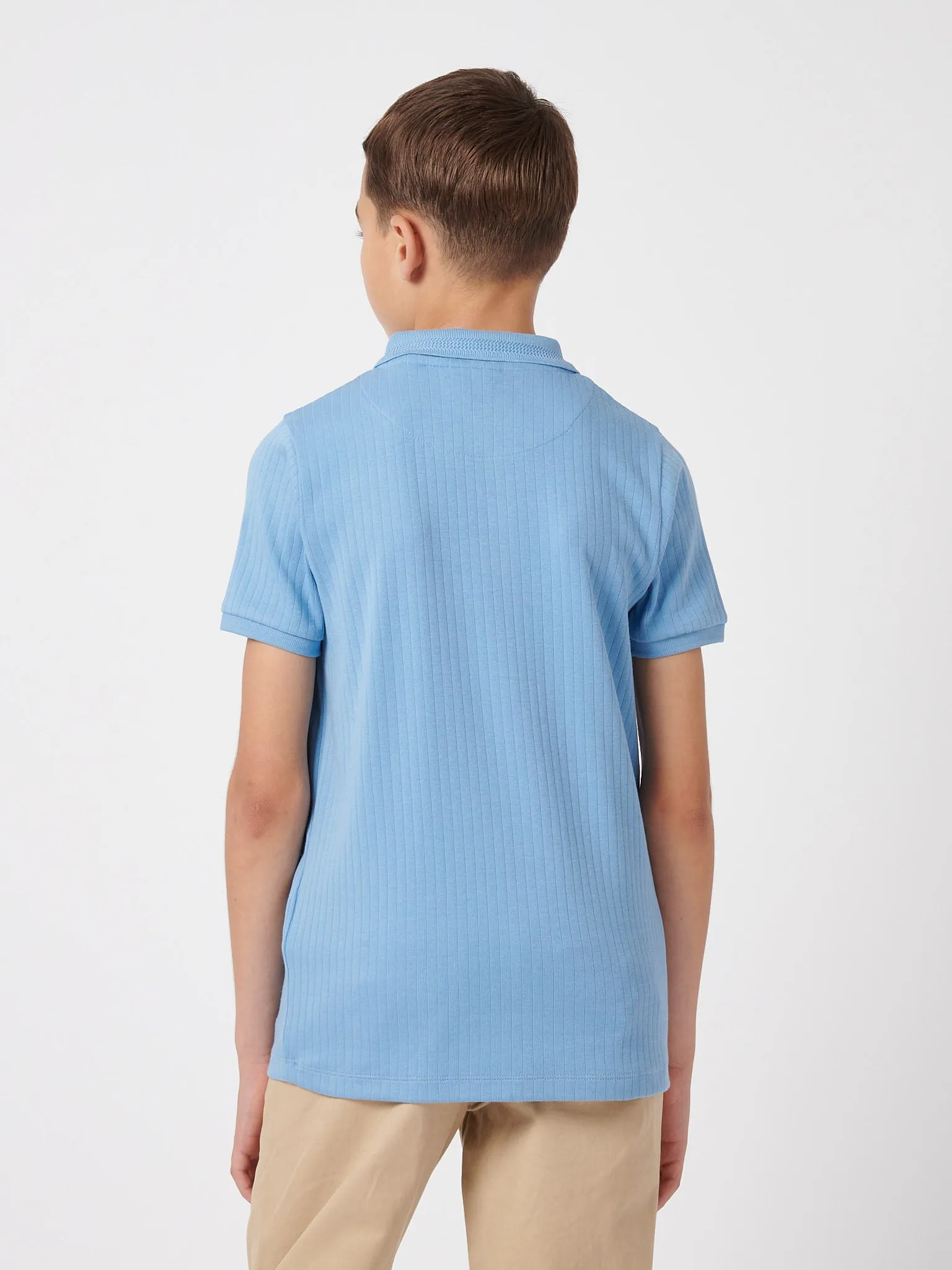 Boys Double Horsemen Rib Polo Shirt in Allure