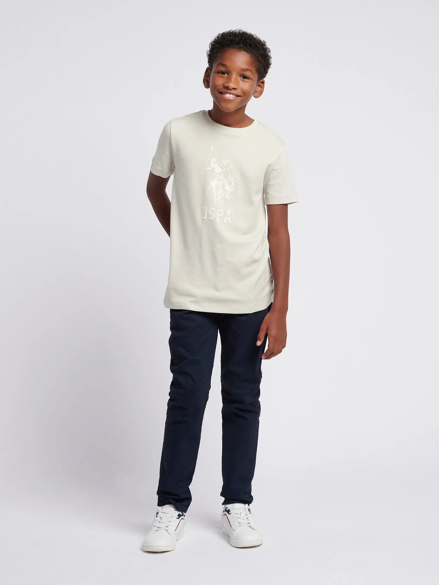 Boys Double Horsemen Statement T-Shirt in Moonstruck