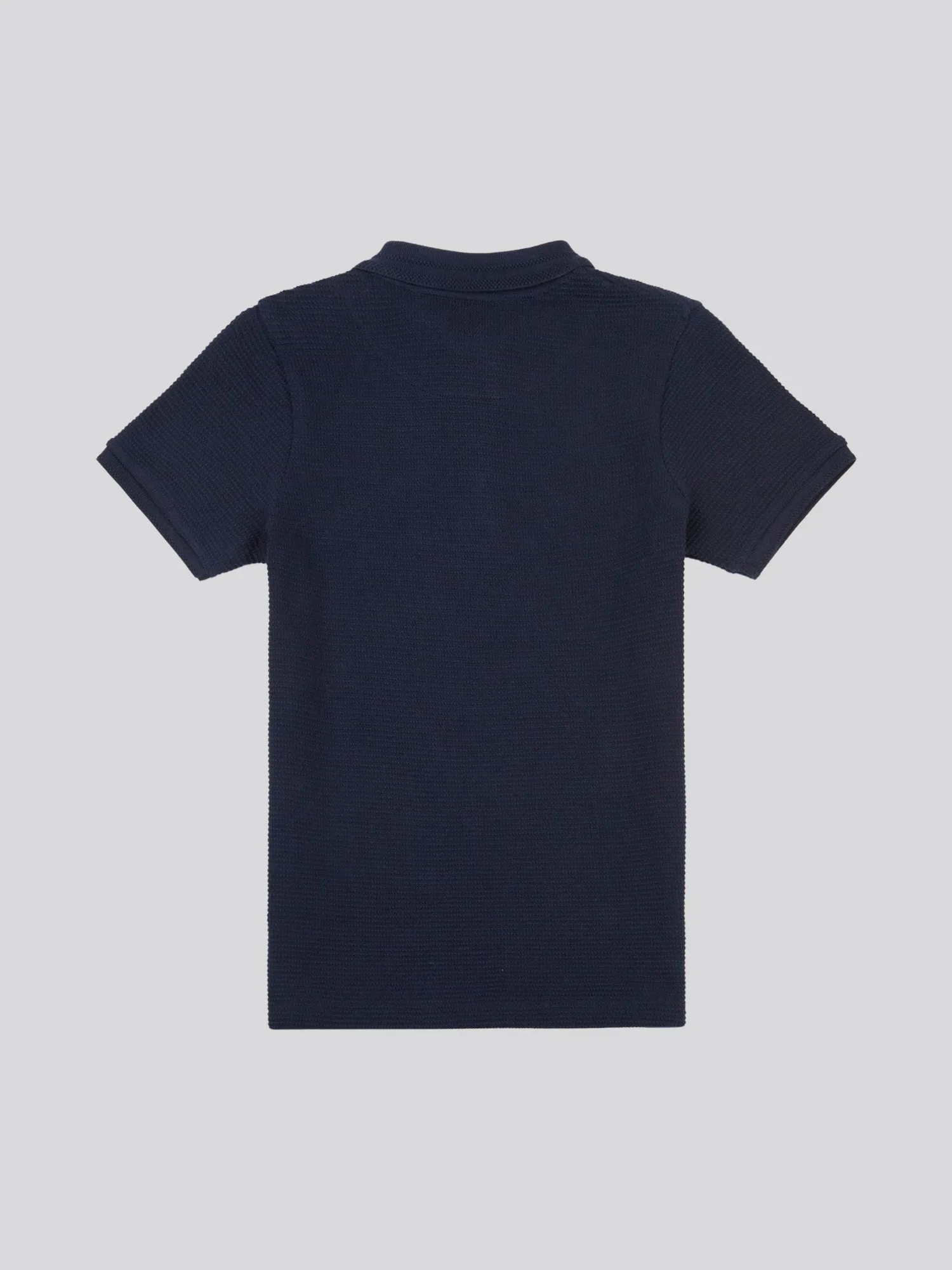 Boys Interest Textured Polo Shirt in Dark Sapphire Navy / Moonlight Blue DHM