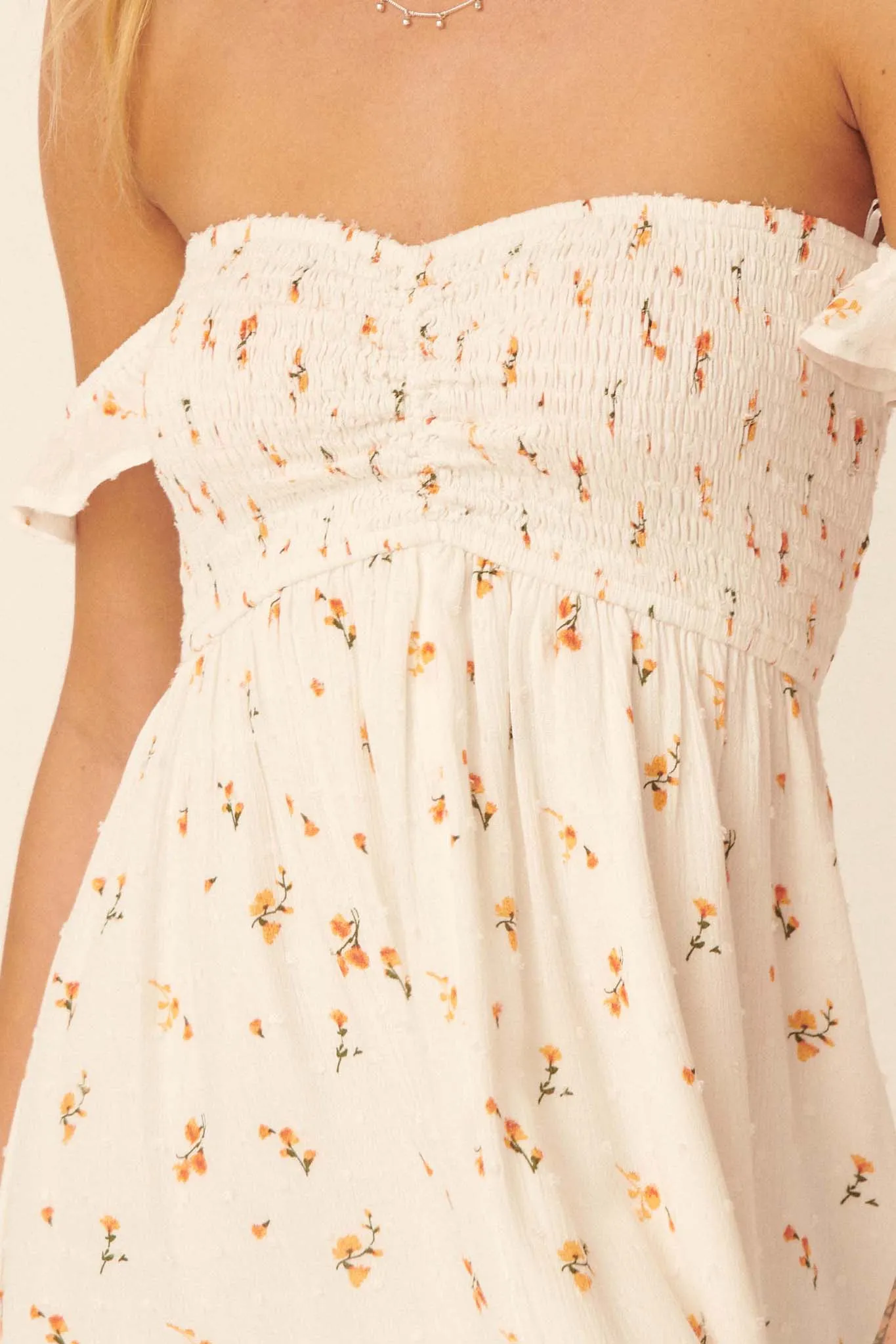 Buds of May Off-Shoulder Floral Maxi Dress