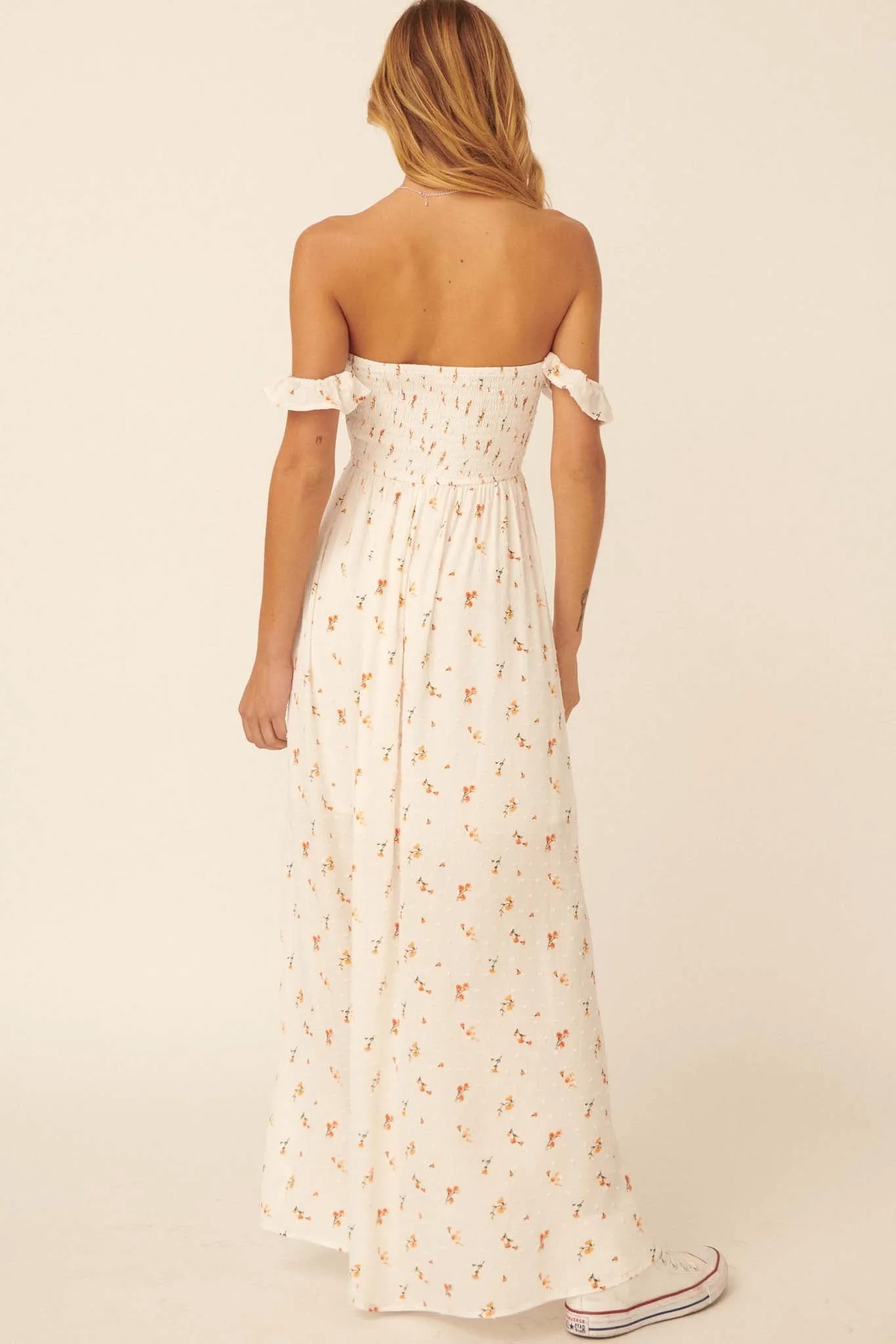 Buds of May Off-Shoulder Floral Maxi Dress