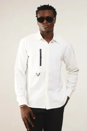 Cali Luxe Zipper Oxford Shirt - White