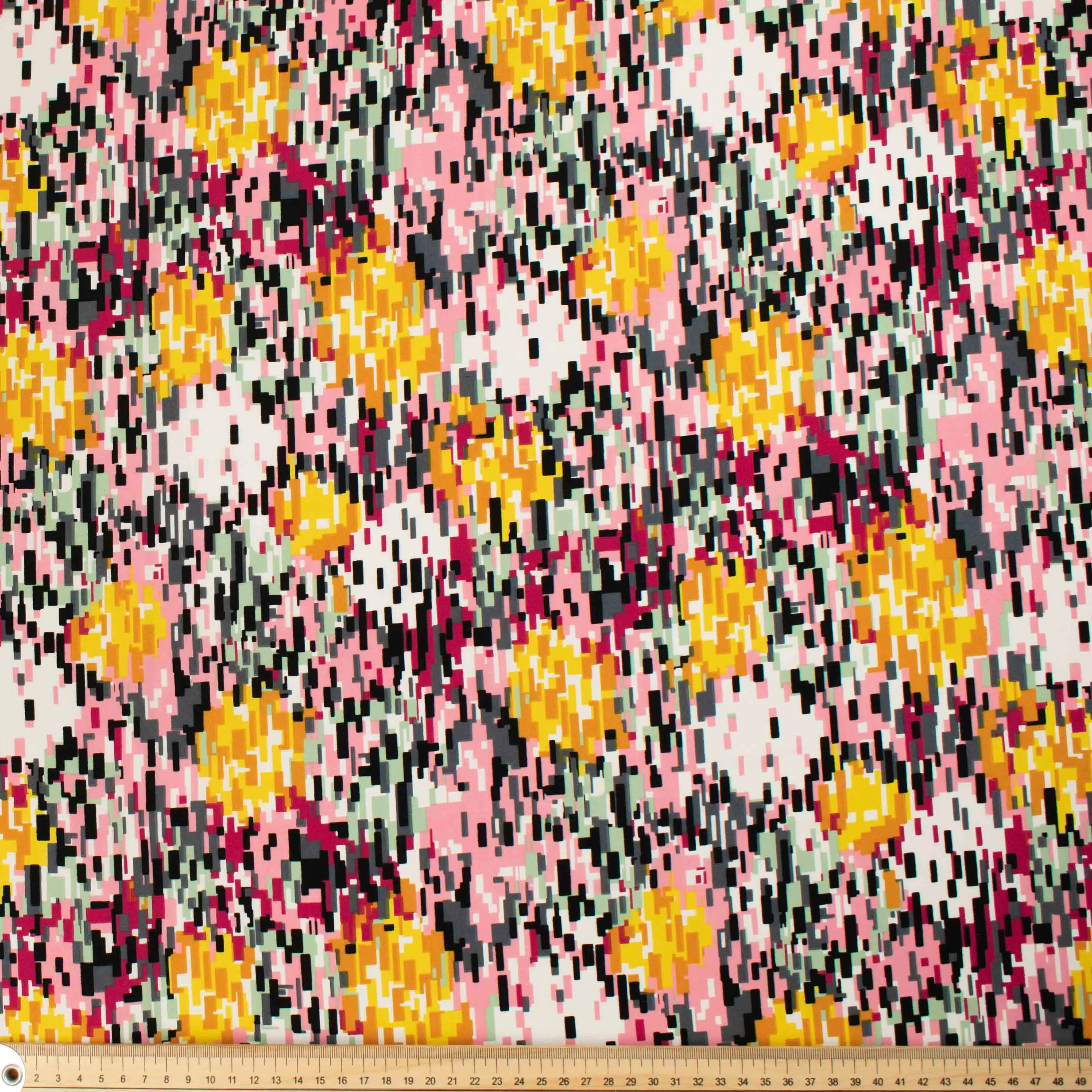 Chirimen Printed Crepe Design-675 Pink & Yellow Mosaic