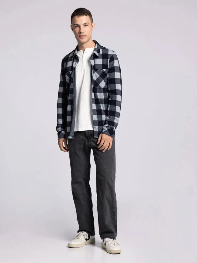 Clark Shirt - Long Sleeve Button Up  GREY BLACK PLAID