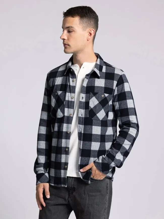 Clark Shirt - Long Sleeve Button Up  GREY BLACK PLAID