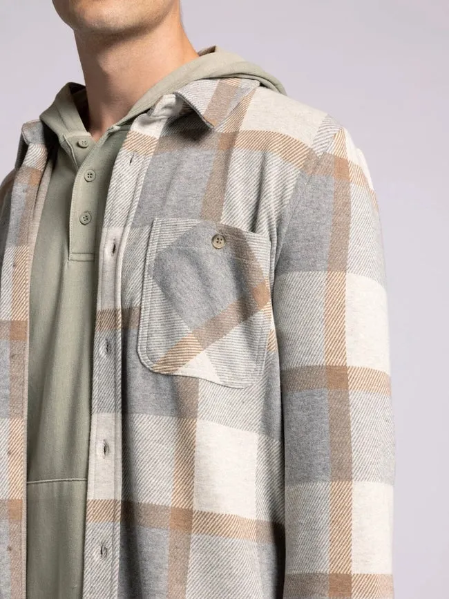 Clark Shirt - Long Sleeve Button Up   GREY BROWN PLAID