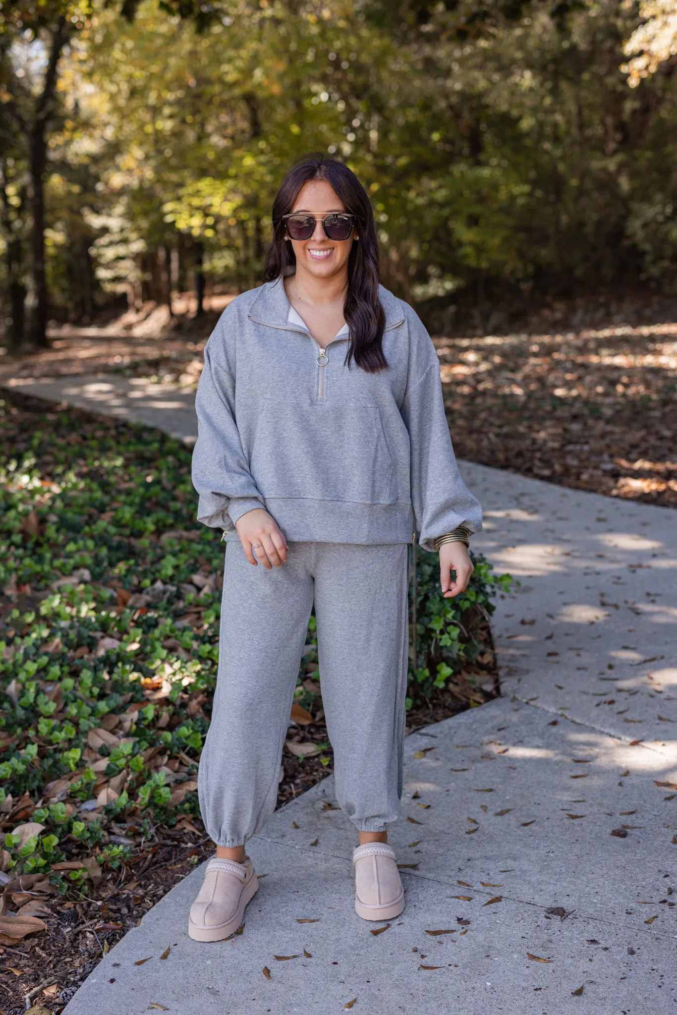 Comfy Attitude Grey Ribbed Joggers