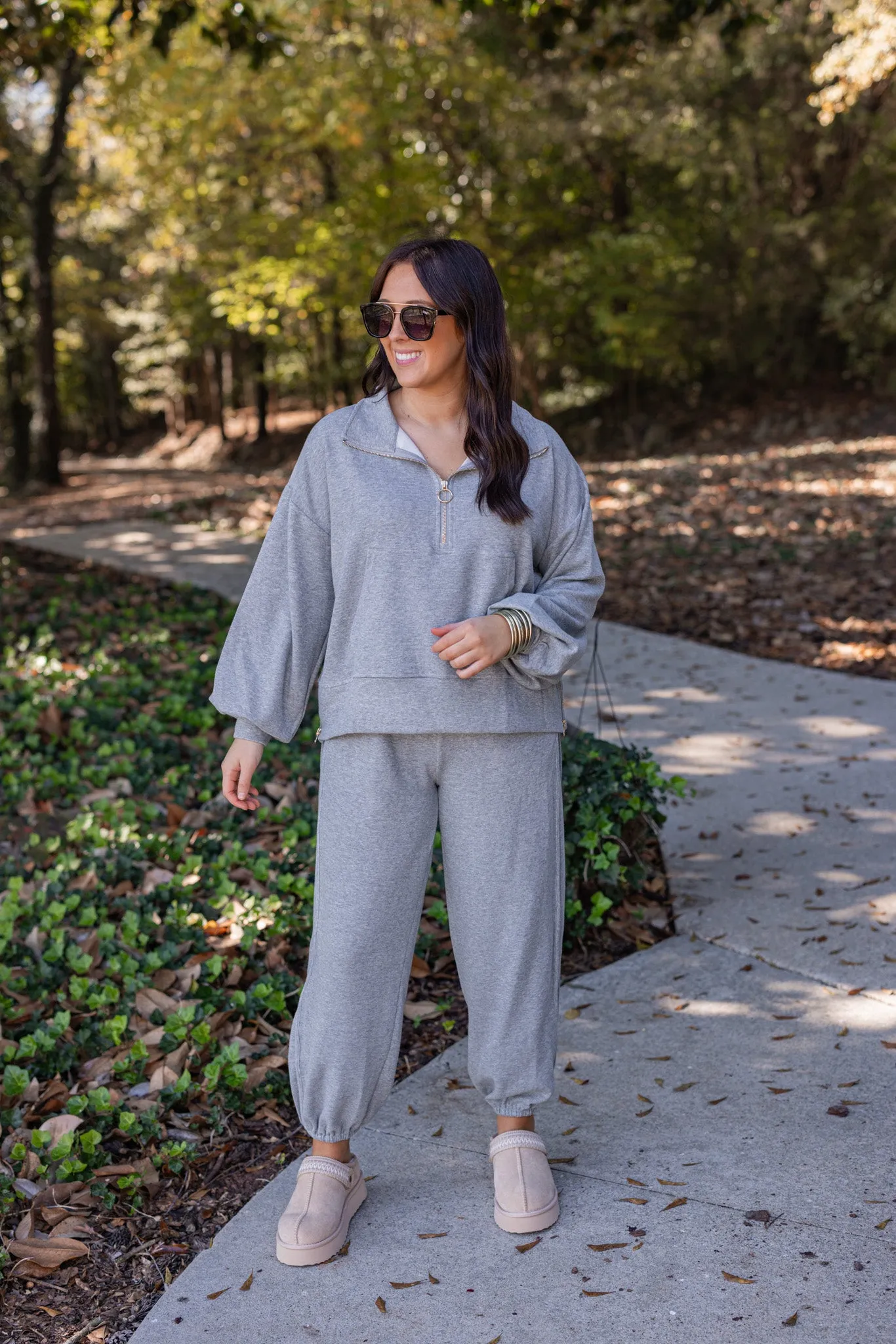 Comfy Attitude Grey Ribbed Joggers