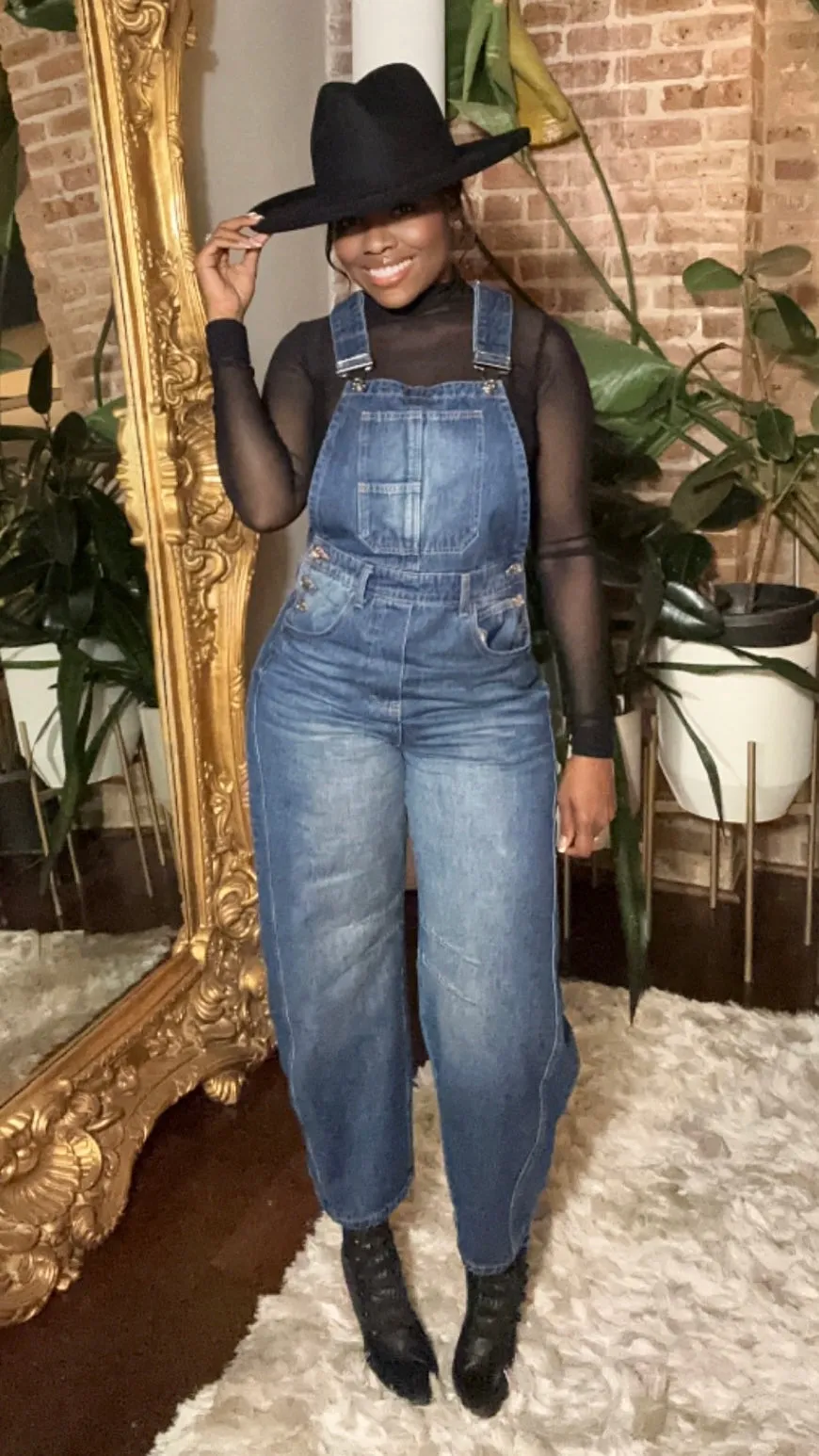 Denim Barrel Overalls