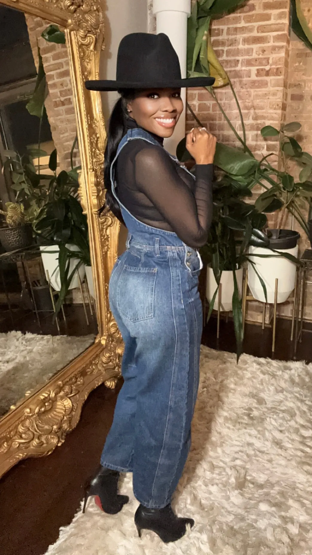 Denim Barrel Overalls