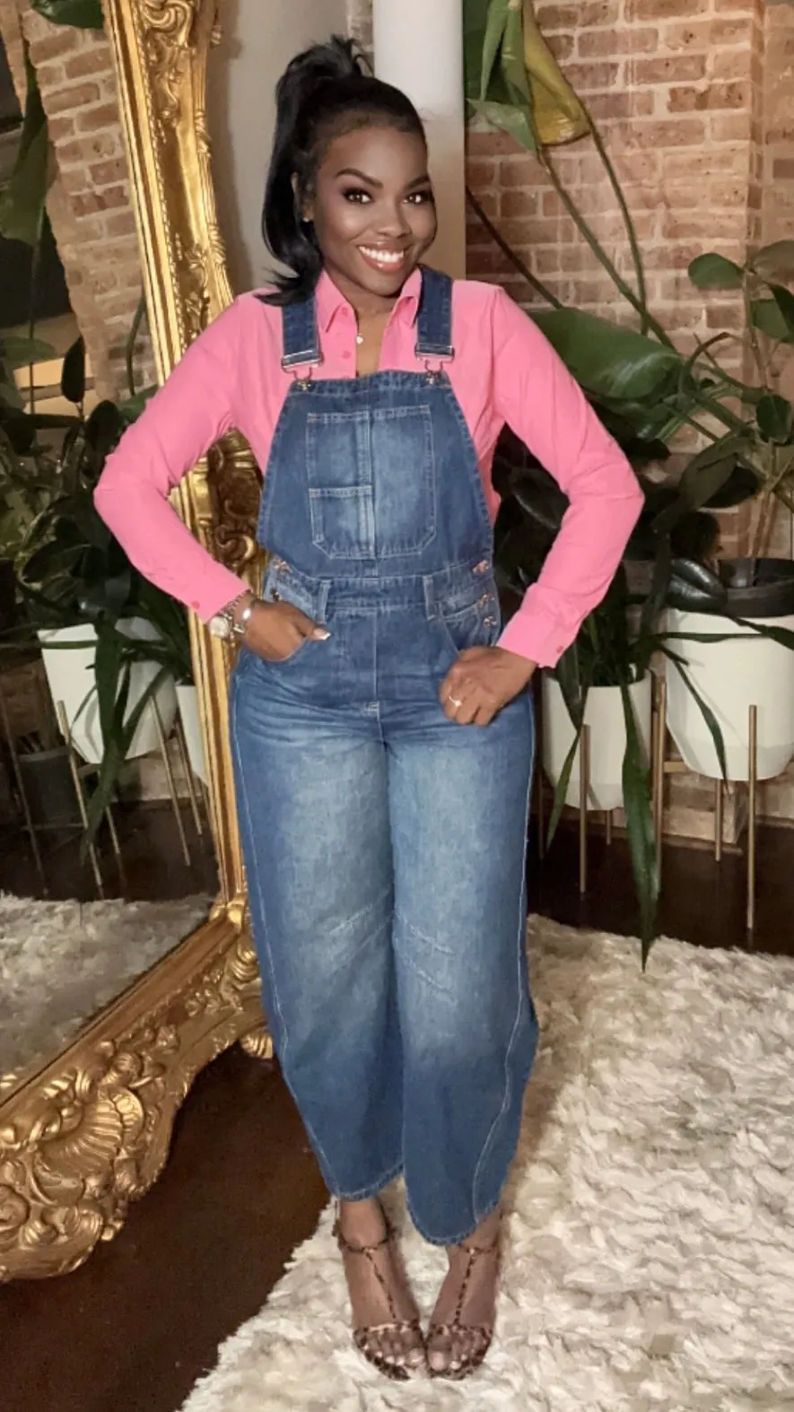 Denim Barrel Overalls