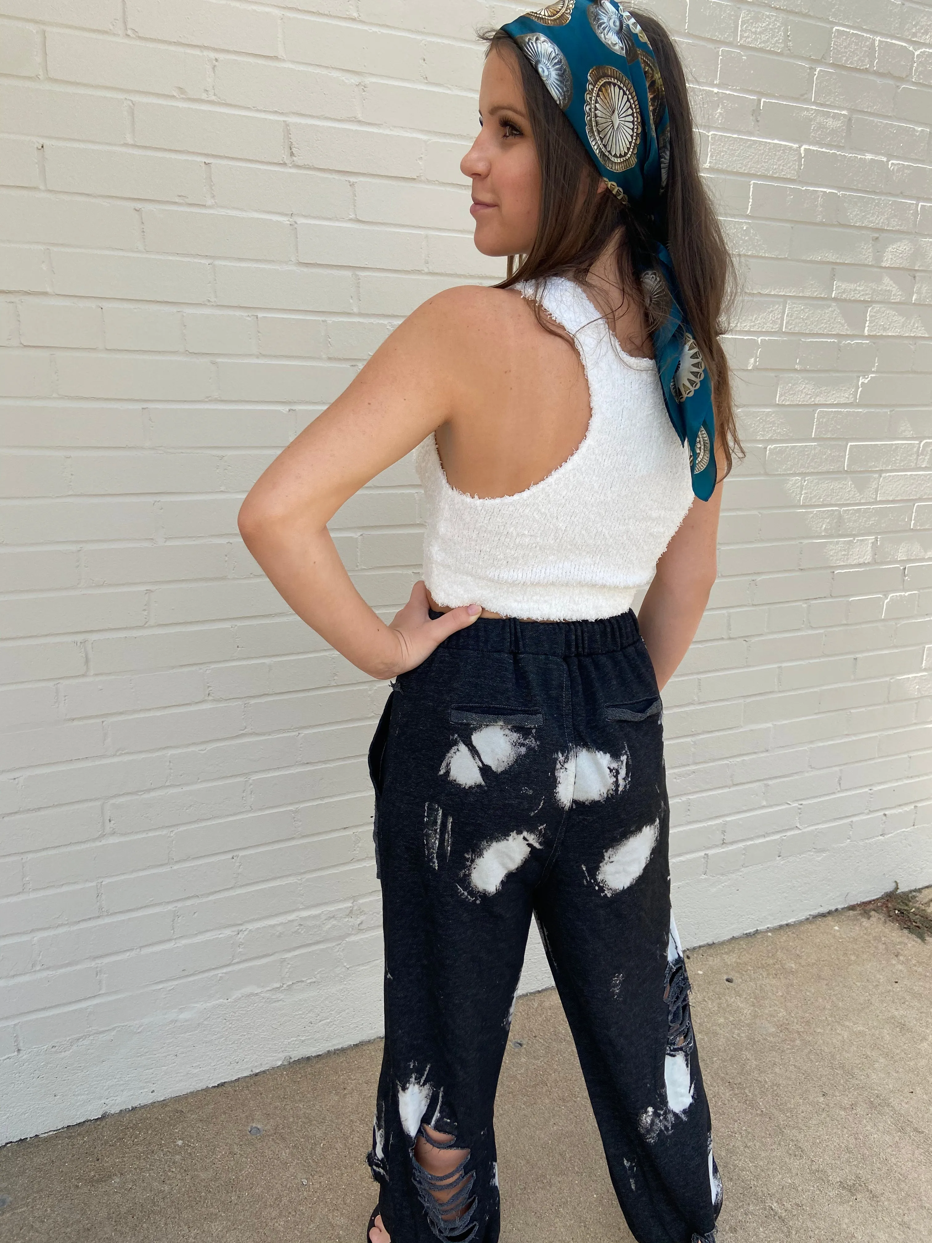 Distressed High Waisted Joggers