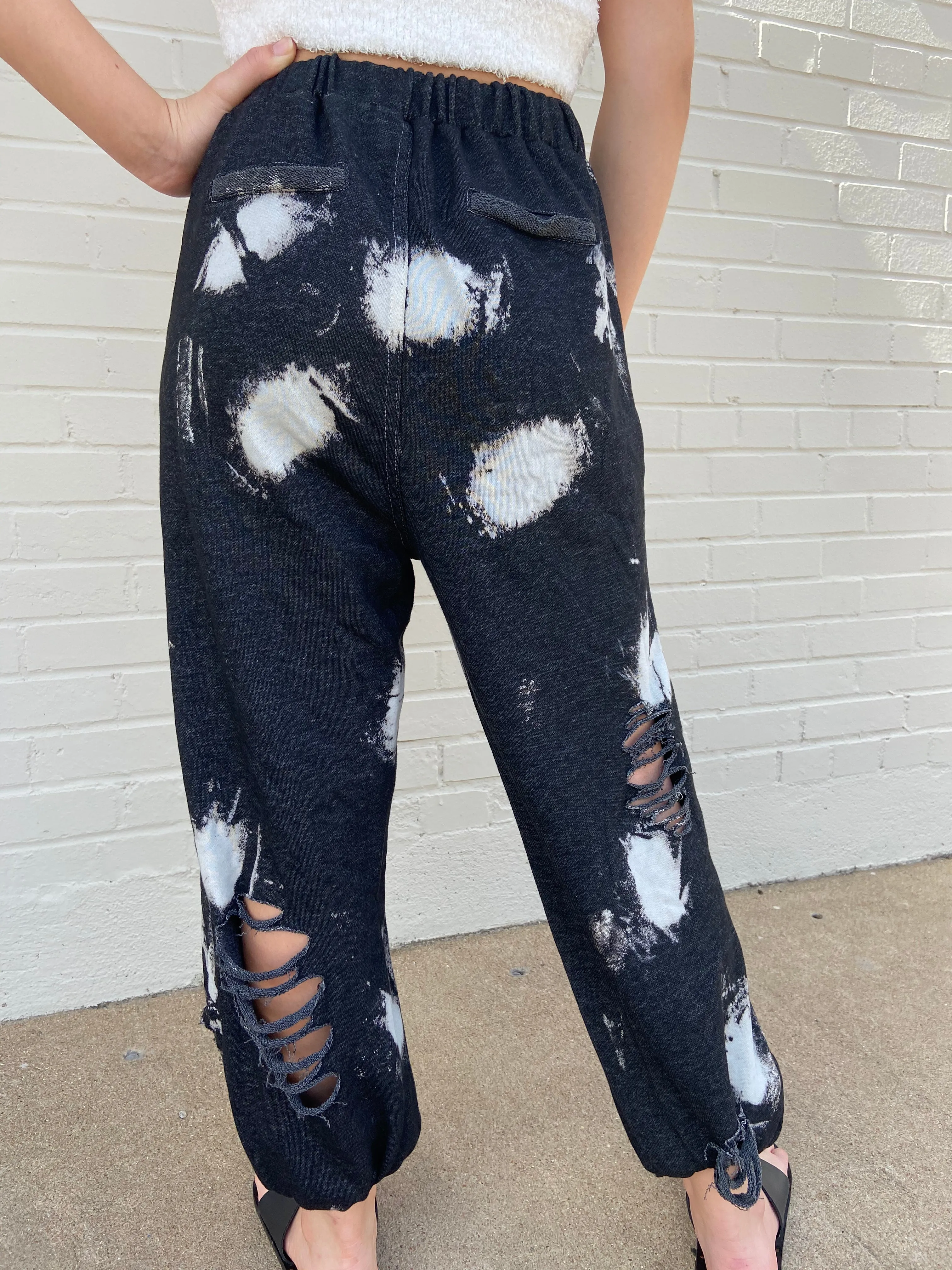 Distressed High Waisted Joggers