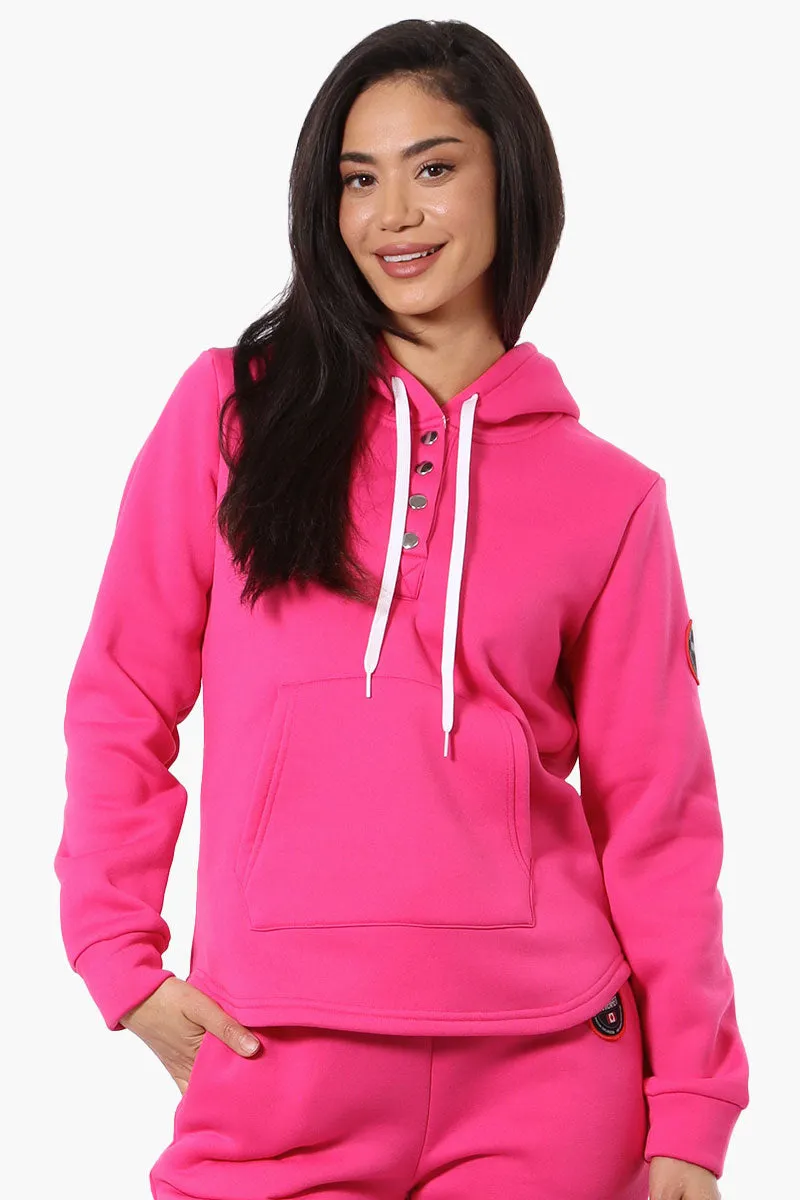 Fahrenheit Basic Henley Hoodie - Pink