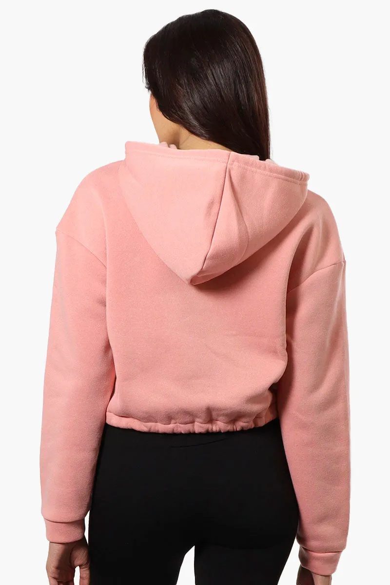 Fahrenheit Cropped Front Flap Pocket Hoodie - Pink