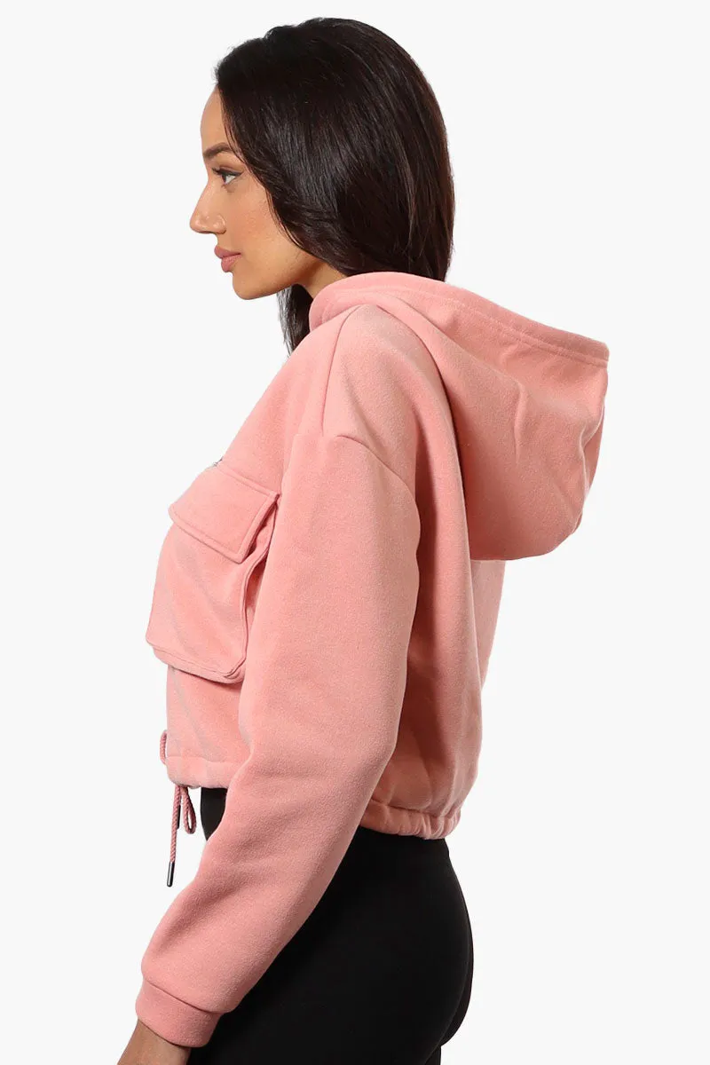 Fahrenheit Cropped Front Flap Pocket Hoodie - Pink