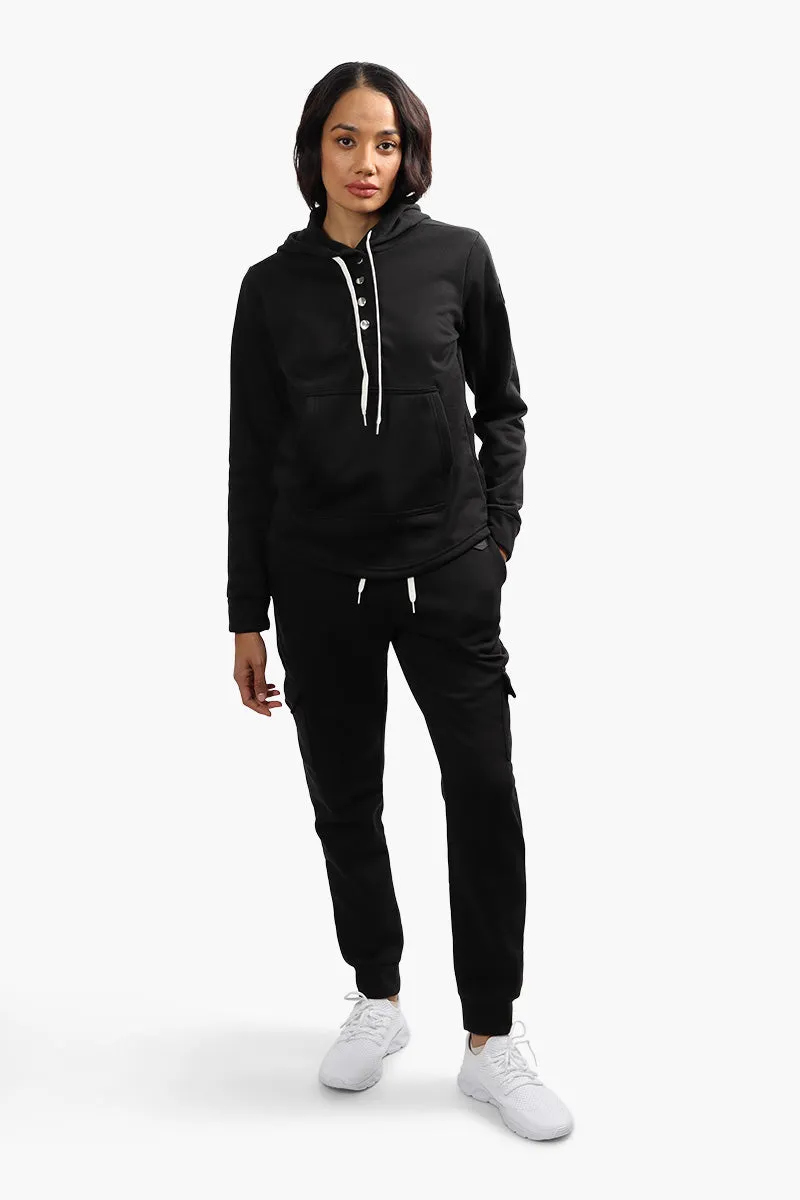 Fahrenheit Fleece Henley Hoodie - Black