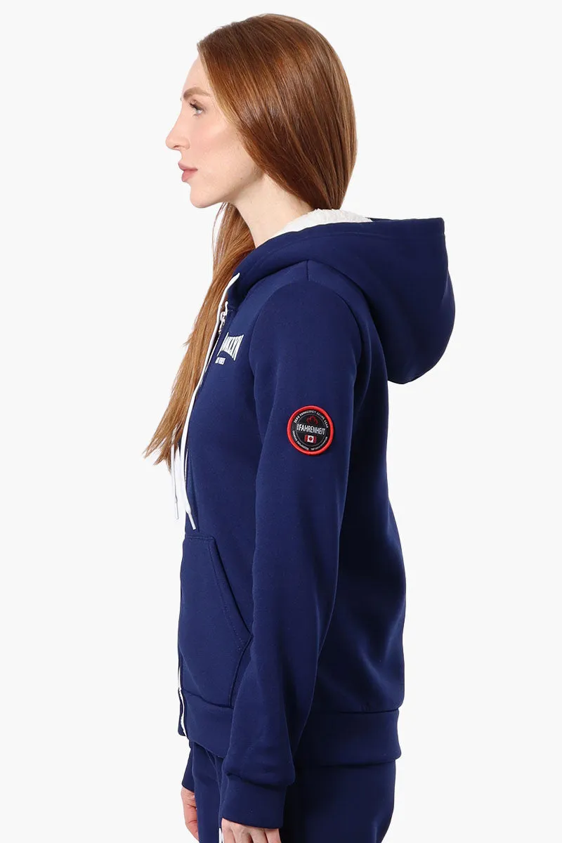 Fahrenheit Fleece Lined Brooklyn Print Hoodie - Navy