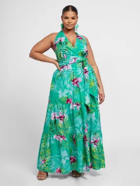 Fiona Floral Hallter Maxi Dress