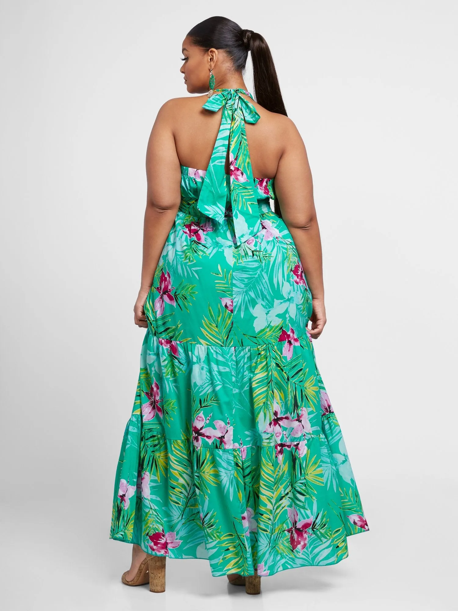 Fiona Floral Hallter Maxi Dress