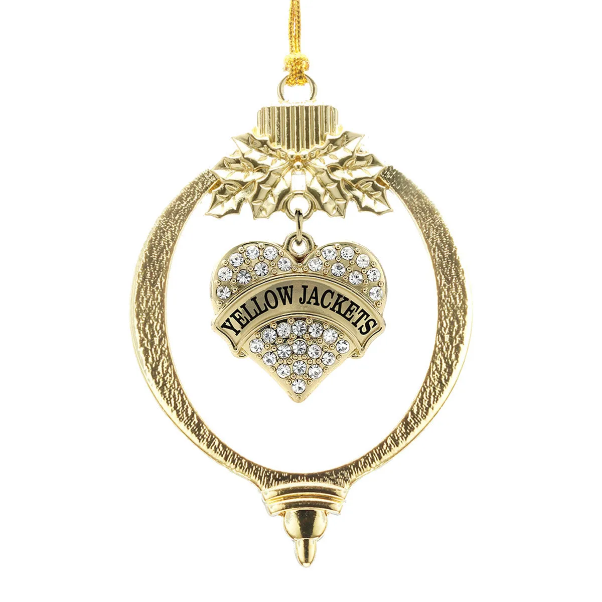 Gold Yellow Jackets Pave Heart Charm Holiday Ornament