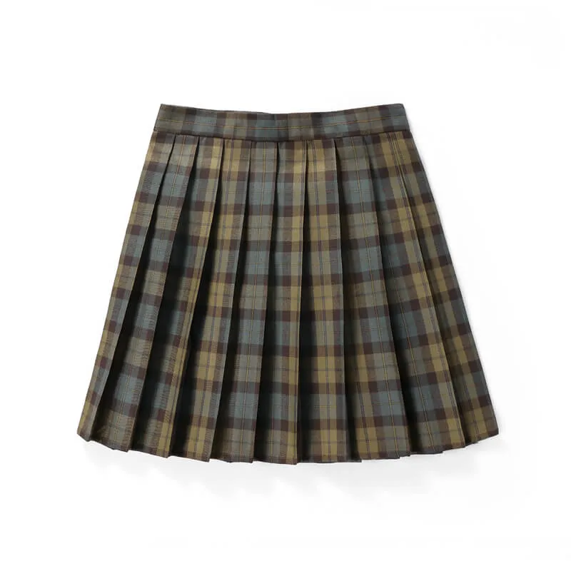 [Green] JK vintage plaid uniform skirt