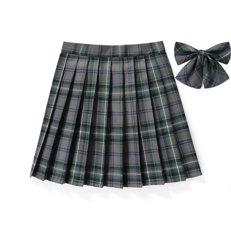 [Green] JK vintage plaid uniform skirt