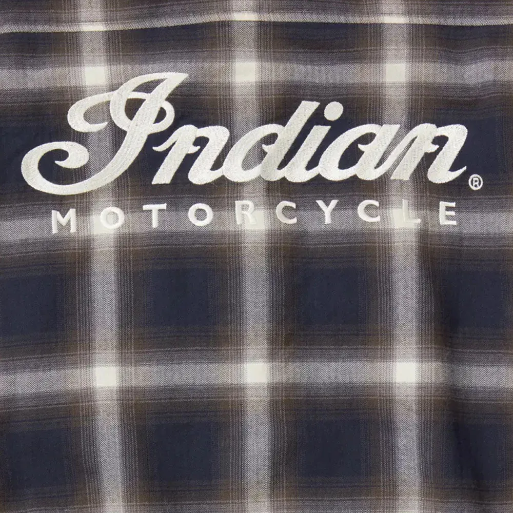 Indian Motorcycle  Mens Herringbone Shirt Soft Durable Comfortable Blend Blue