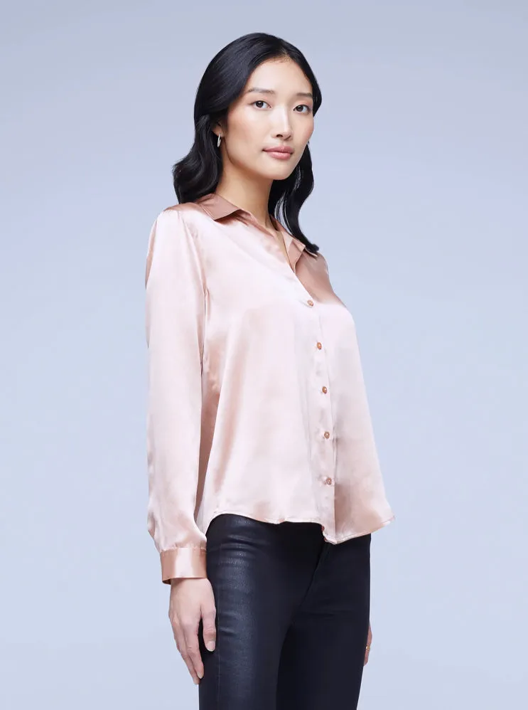 L'AGENCE Tyler L/S Blouse in Dusty Pink