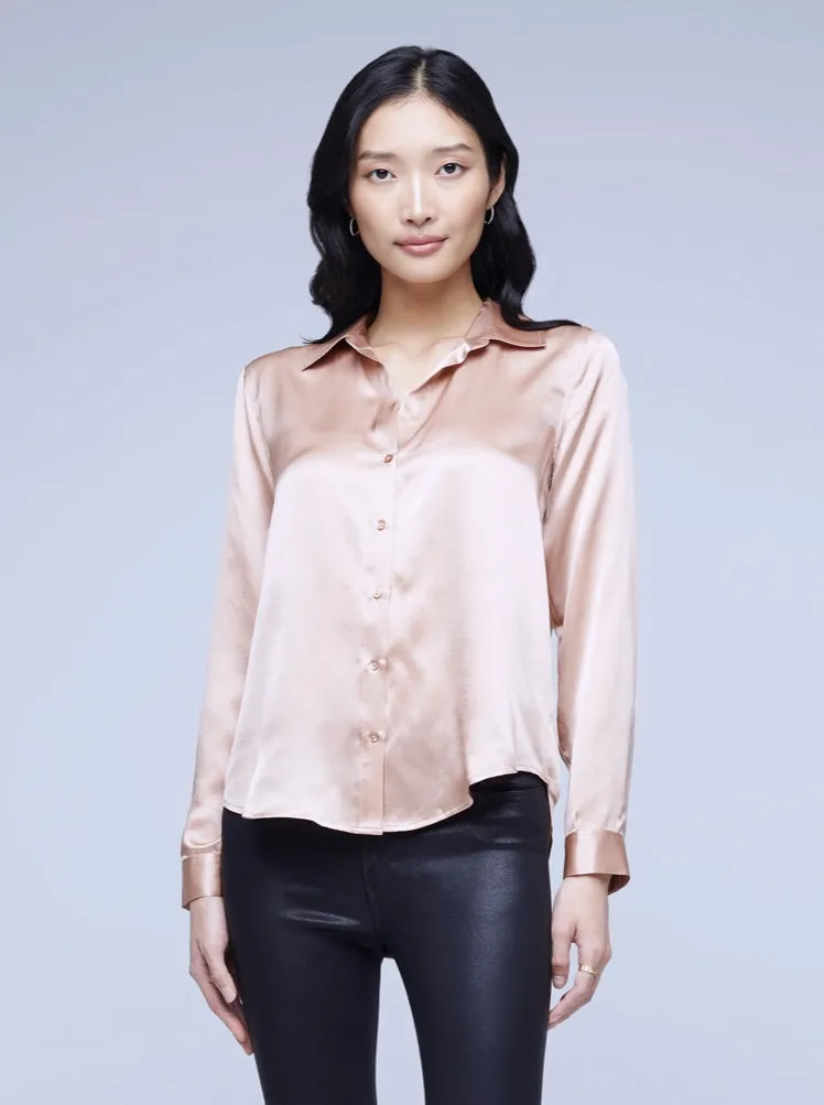 L'AGENCE Tyler L/S Blouse in Dusty Pink