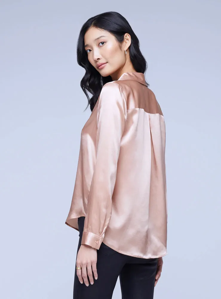 L'AGENCE Tyler L/S Blouse in Dusty Pink