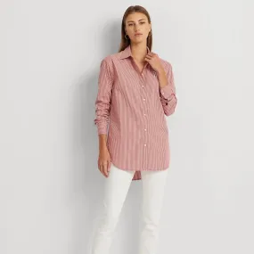 Lauren Ralph Lauren Striped Cotton Broadcloth Shirt in Pink