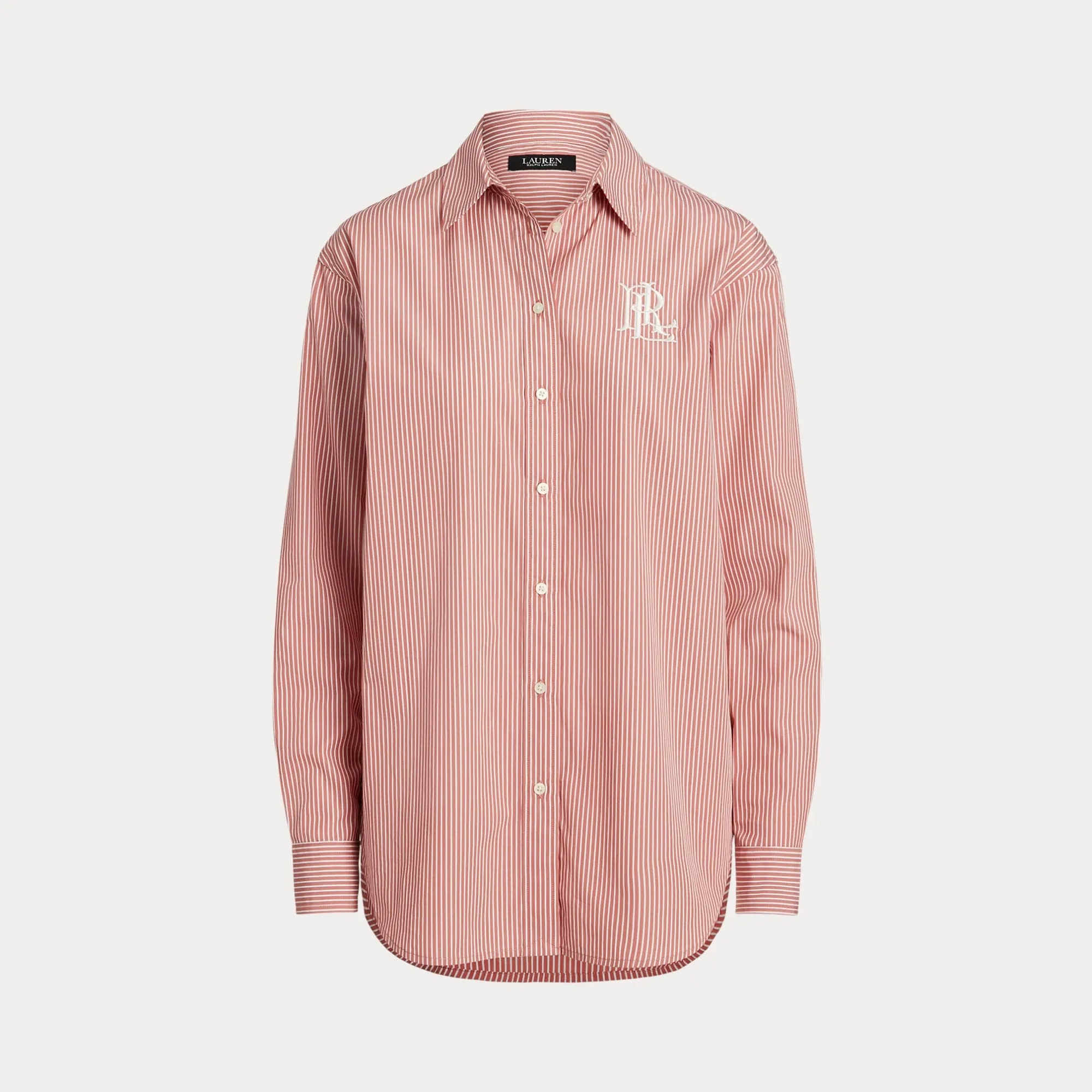 Lauren Ralph Lauren Striped Cotton Broadcloth Shirt in Pink