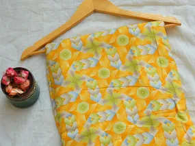 Lemon Yellow Geometric Digital Print Cotton Rayon Fabric