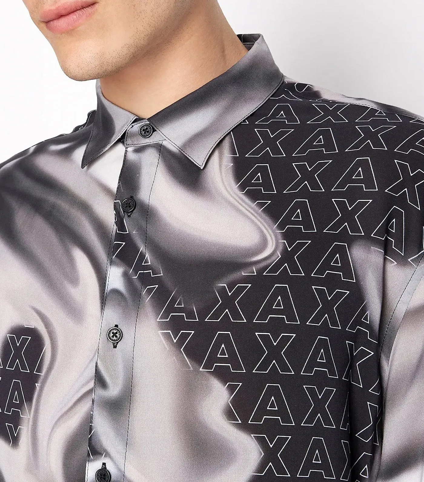 Logo Printed Patterned Shirt Black Chrome