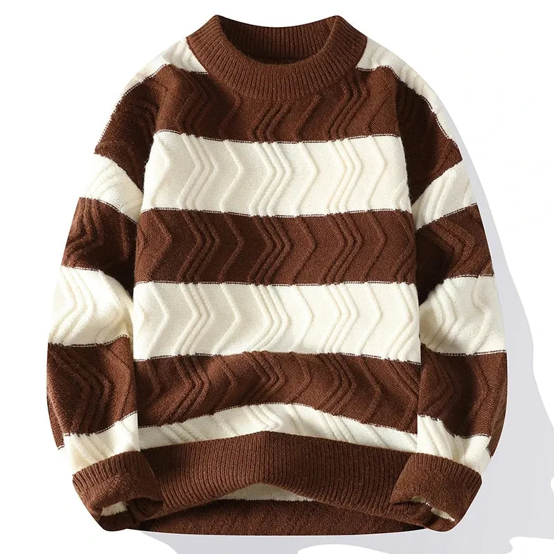 Loose Warm Stripe Pullover Sweater