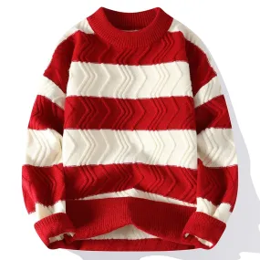 Loose Warm Stripe Pullover Sweater