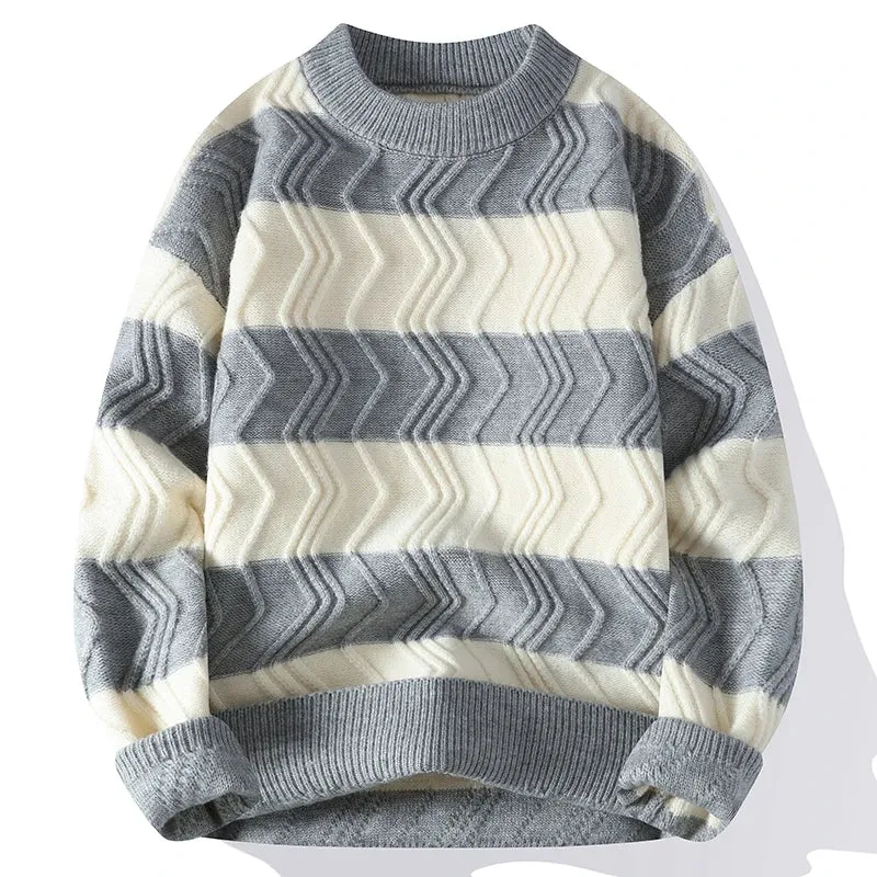 Loose Warm Stripe Pullover Sweater