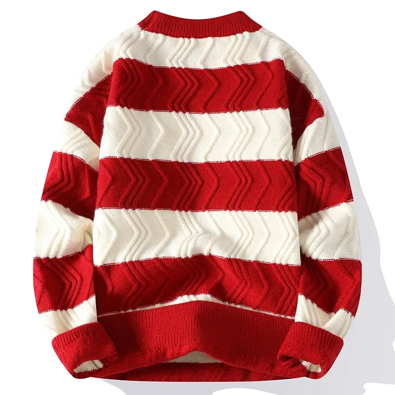 Loose Warm Stripe Pullover Sweater